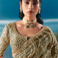 Olive Green Organza Tissue Silk Hand Embroidered Bridal Saree