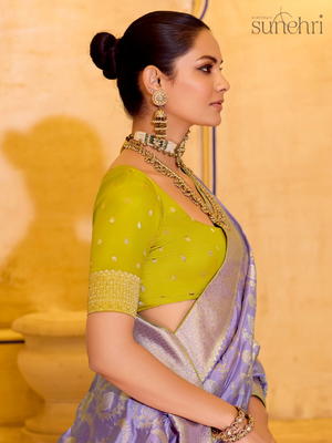 Lavika Silk Banarasi Saree In Lavender