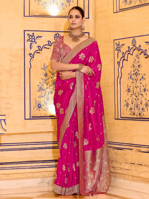 Gulnaaz Silk Banarasi Saree In Pink