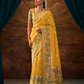 Yellow Banarasi Silk Saree with Colorful Floral Weaving