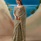 Roshni Tissue Silk Hand Embroidered Saree In Olive Green