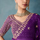 Purple Embroidery Georgette Saree with Designer Blouse