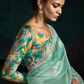 TEAL DESIGNER ORGANZA SAREE  – A BLUSH OF ELEGANCE