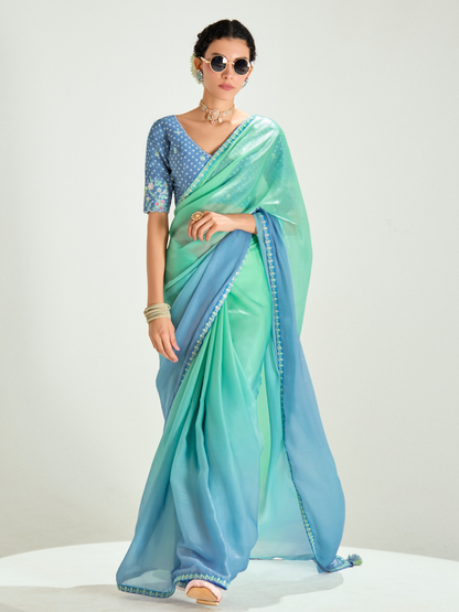 Sky Blue Shade Organza Saree
