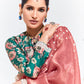 PINK SAREE WITH GREEN FLORAL BLOUSE – A GRACEFUL ETHNIC ENSEMBLE