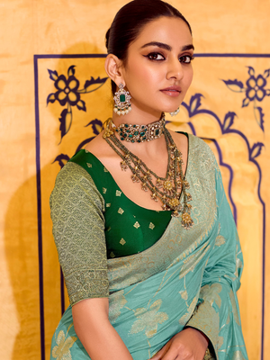 Nevya Silk Banarasi Saree In Sea Green