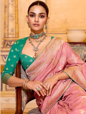 Parnika Silk Banarasi Saree In Pink