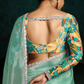 TEAL DESIGNER ORGANZA SAREE  – A BLUSH OF ELEGANCE