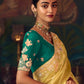 Mustard Yellow Silk Saree with Hand Embroidery