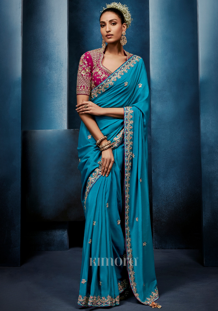 Neelratna Crepe Silk Saree Blue