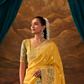 Yellow Banarasi Silk Saree with Colorful Floral Weaving