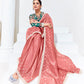 PINK SAREE WITH GREEN FLORAL BLOUSE – A GRACEFUL ETHNIC ENSEMBLE