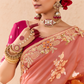 Shaded Peach, Orange & Yellow Tussar Silk Saree