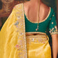 Mustard Yellow Silk Saree with Hand Embroidery