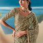 Olive Green Organza Tissue Silk Hand Embroidered Bridal Saree