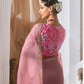 Light Pink Organza Saree with Multi Sequins Work