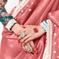 PINK SAREE WITH GREEN FLORAL BLOUSE – A GRACEFUL ETHNIC ENSEMBLE