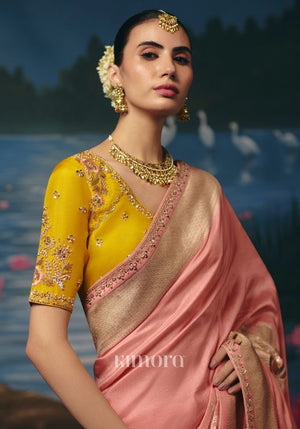 Kavyanjali Weaving Handcrafted Saree In Rose Pink