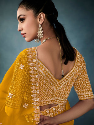 Yellow Embroidery Georgette Saree with Designer Blouse