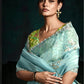 ICE BLUE DESIGNER ORGANZA SAREE- A VISION OF TRANQUIL BEAUTY