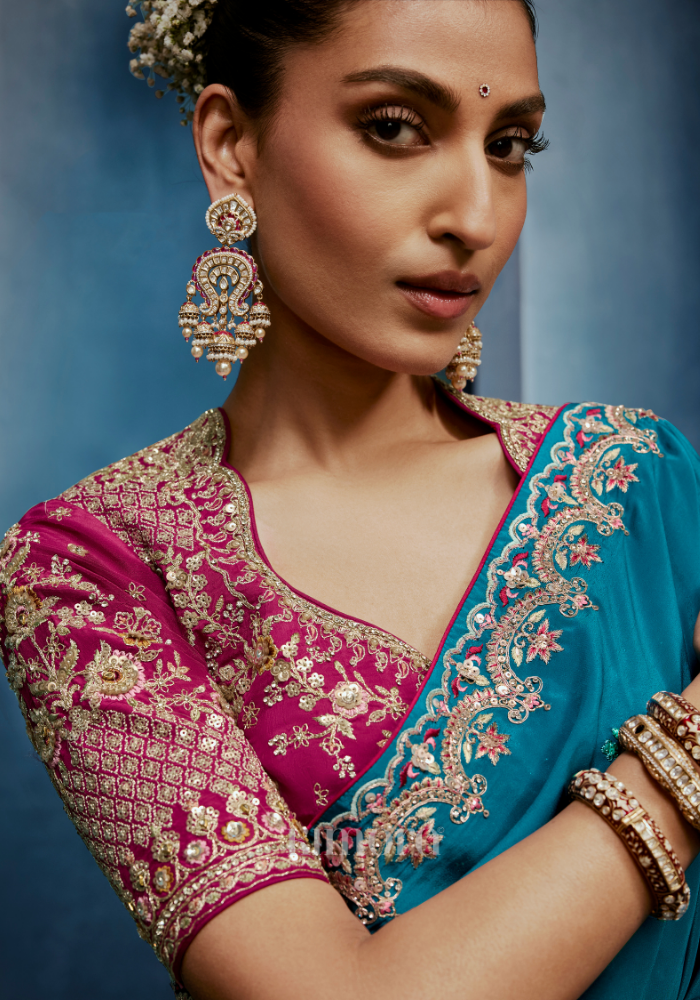 Neelratna Crepe Silk Saree Blue