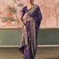 Purple Pure Georgette Bandhani Saree With Detailed Border