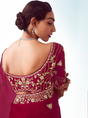 Red Organza Silk Saree