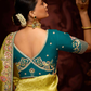 viscose tissue silk zari weave lime yellow saree