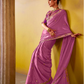 Rose Color Tissue Silk Saree with Embroidered Border and Matching Designer Blouse