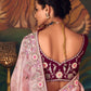 Rose Pink Silk Saree with Hand Embroidery & Contrast Blouse