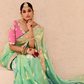 Shaded Green & Aqua Tussar Silk Saree