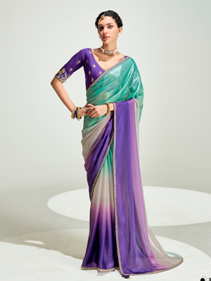 Purple Shade Organza Saree