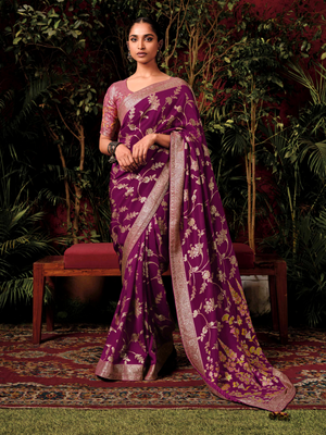 Royel Wine Silk Saree By Kimora