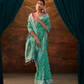 Green Banarasi Silk Saree with Colorful Floral Weaving