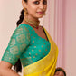 Marigold Yellow Weaving Silk Saree with Teal Blouse