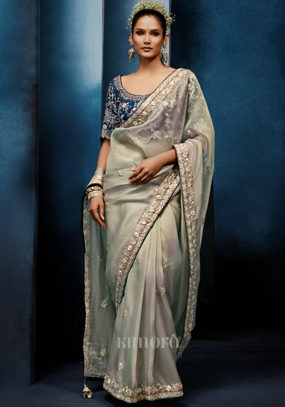 Rajhans Pearl Silk Saree Silver Grey