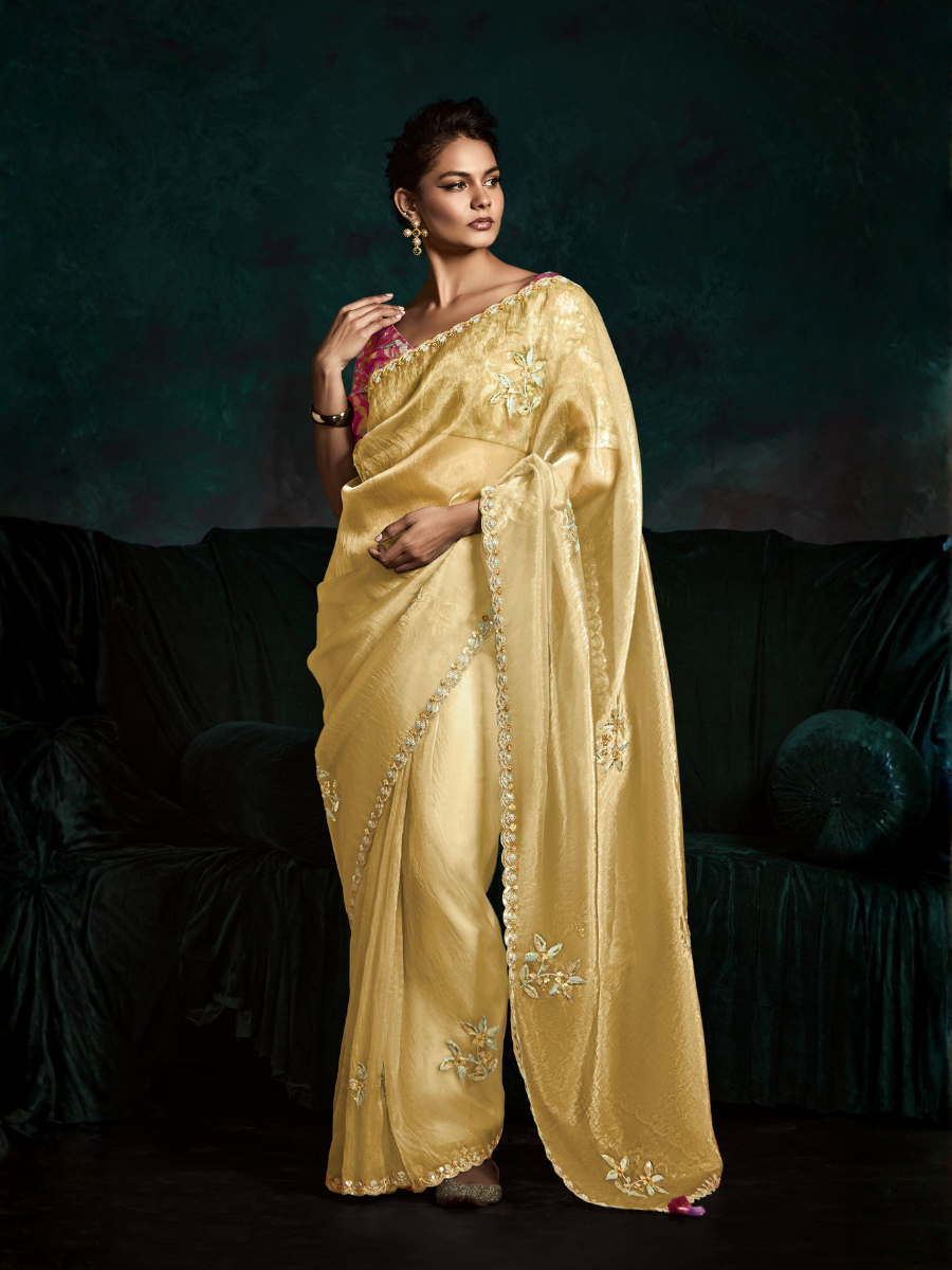 Neerika Tissue Silk Saree in Pastel yellow