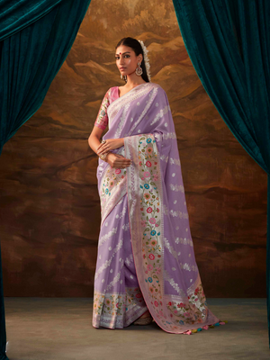 Pure Silk Purple Banarasi Saree