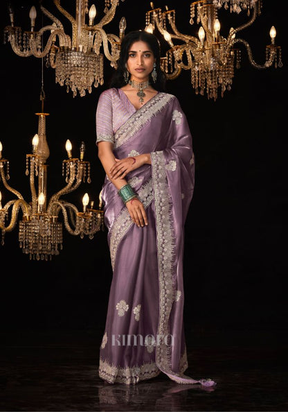 Lilac Luxe Premium Tissue Saree In Lilac
