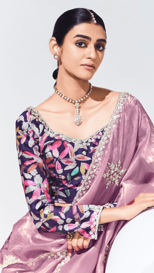 PINK SILK SAREE WITH EMBROIDERED BLOUSE – A PERFECT BLEND OF GRACE & ELEGANCE - Kimora.in