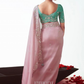 Flowy Pink Tulle Silk Saree In Pink
