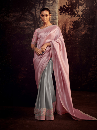 Twilight Elegance Silk Saree In Pink