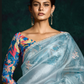 SKY BLUE DESIGNER ORGANZA SAREE  – A BLUSH OF ELEGANCE