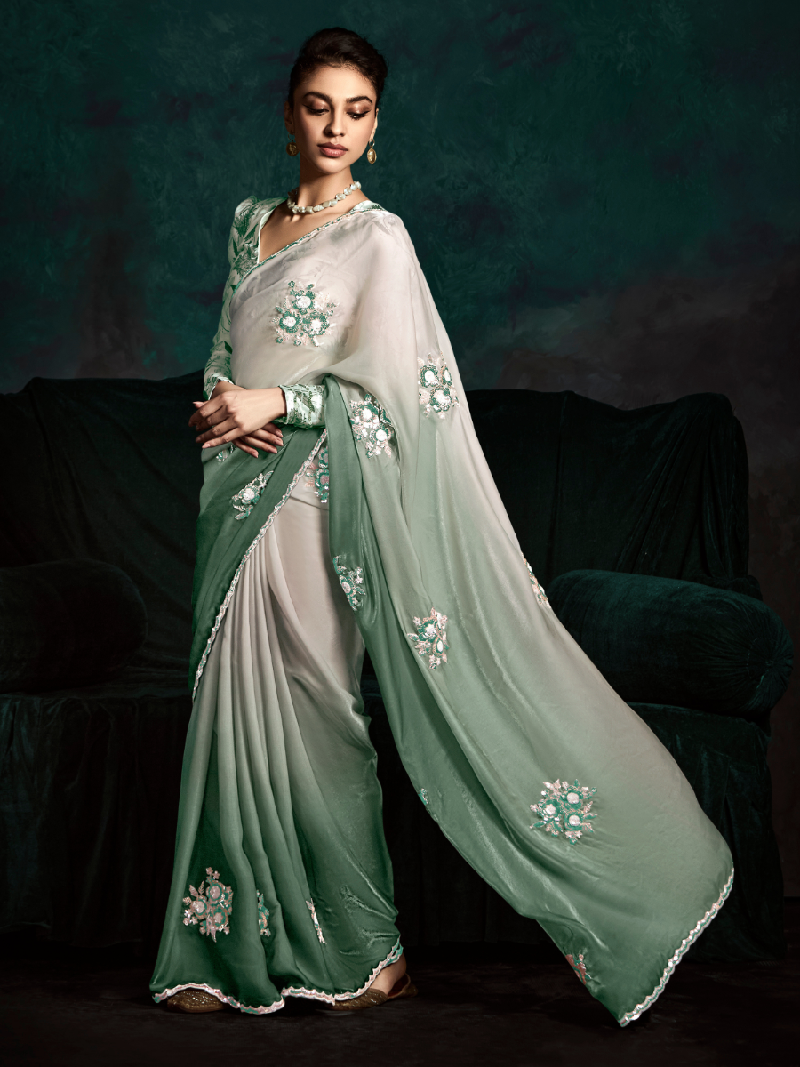 Neerja Noor Tissue silk saree in Green