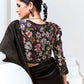 Black Saree with Floral Embroidered Blouse
