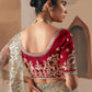 Beige Fancy Fabric Saree with Thread & Sequin Work and Red Blouse
