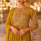 Mughal georgette Musturd Yellow Floor Suit By Label Kimora