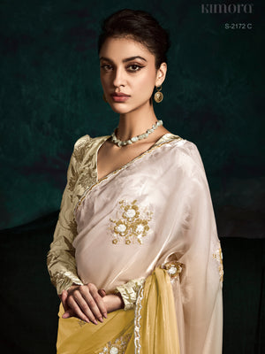 Yellow Shade Silk Saree with Designer Blouse