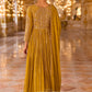 Mughal georgette Musturd Yellow Floor Suit By Label Kimora