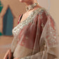 Beige Fancy Fabric Saree with Thread & Sequin Work and Red Blouse